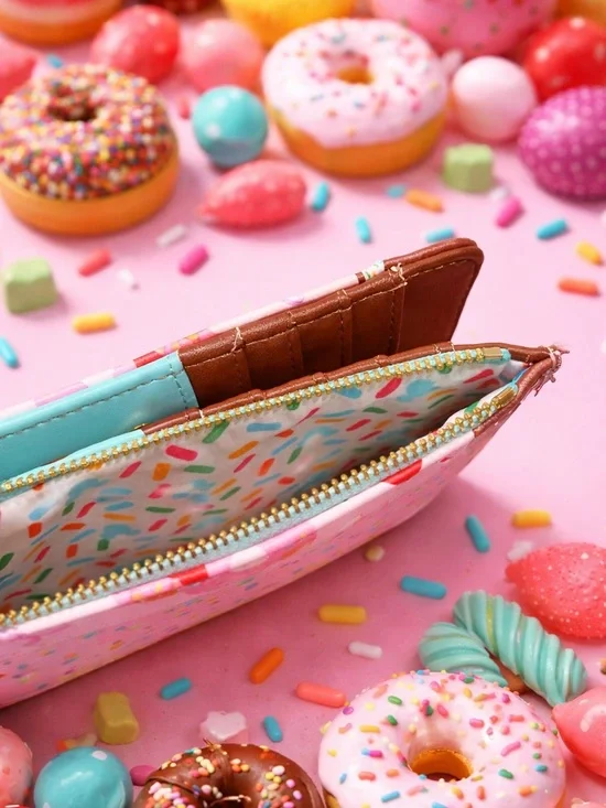 Loungefly x Disney Mickey & Minnie Mouse Sweet Treats Pink Bi-Fold Snap Wallet - Picture 5 of 5